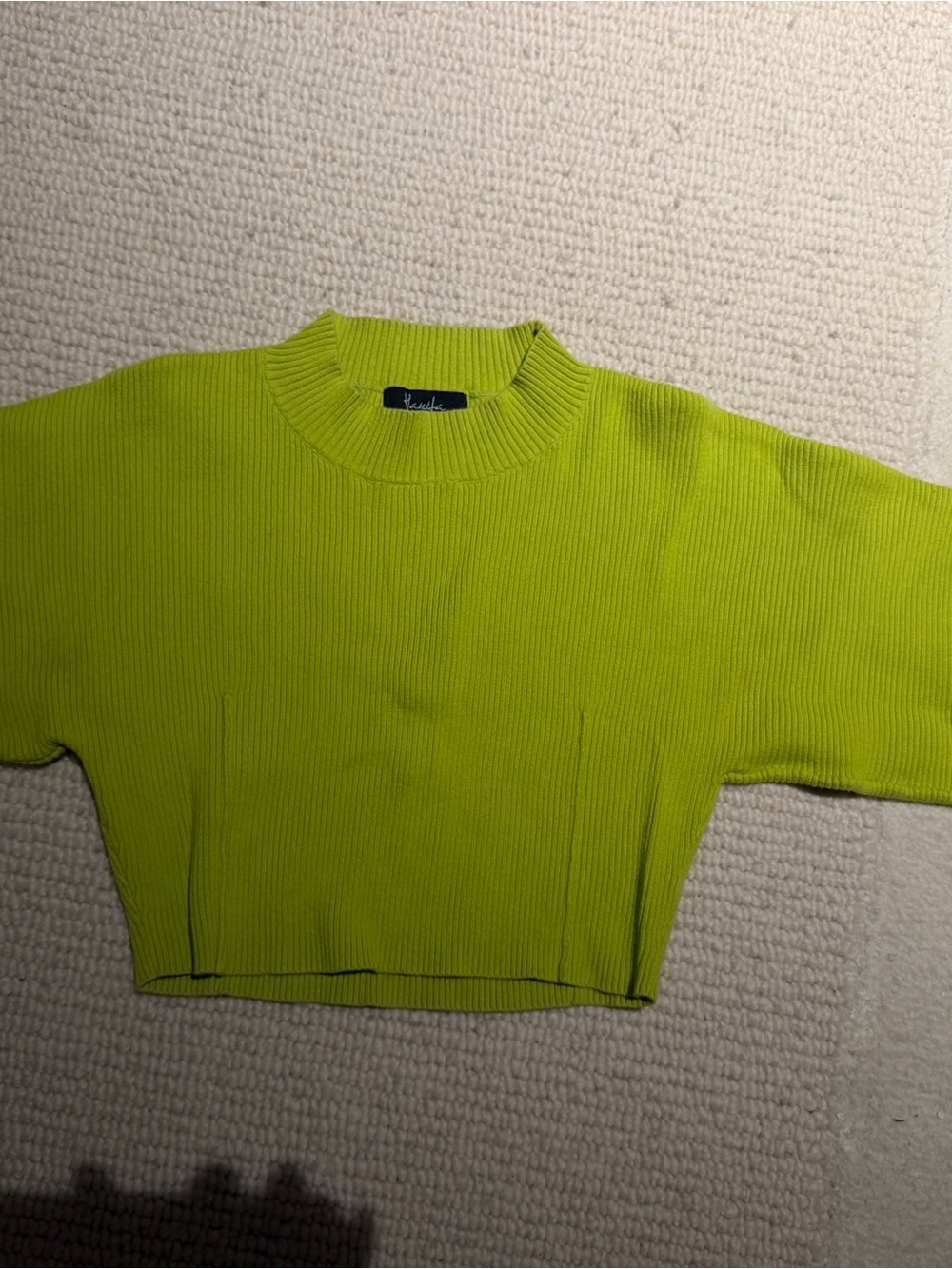 Bright Lime Ribbed Cropped Sweater